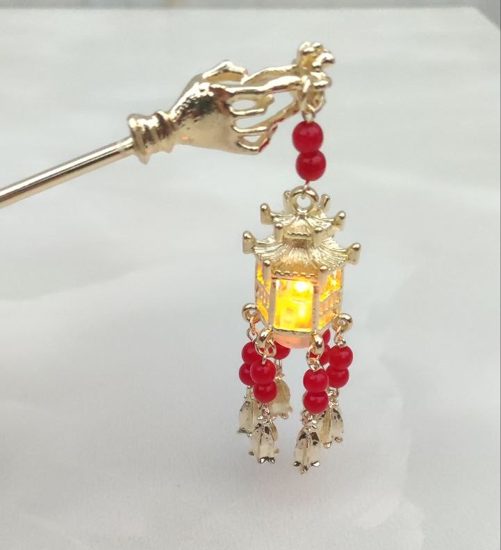 کانزاشی فلزی چراغ دار فانوس قرمز آویز دار