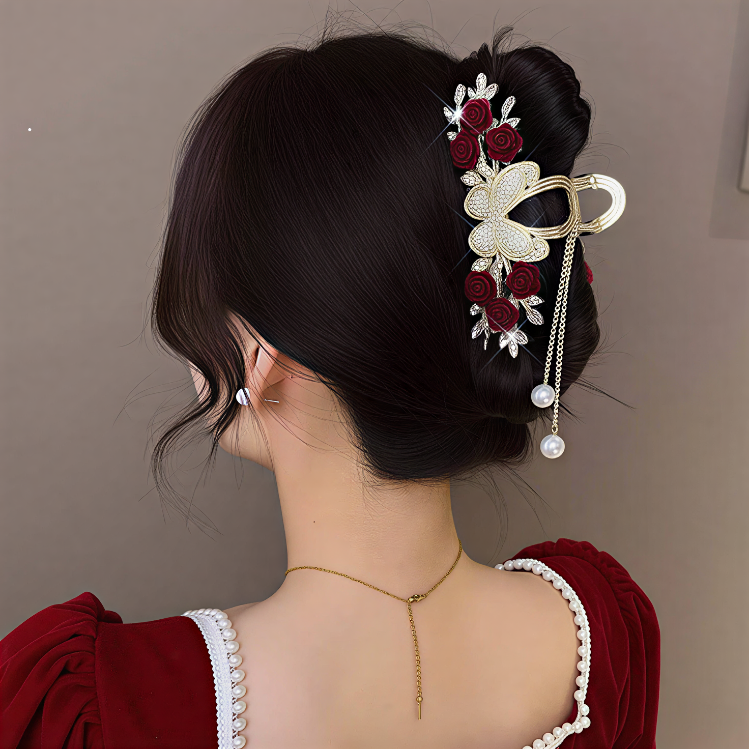 کلیپس فلزی گل رز آویز دار